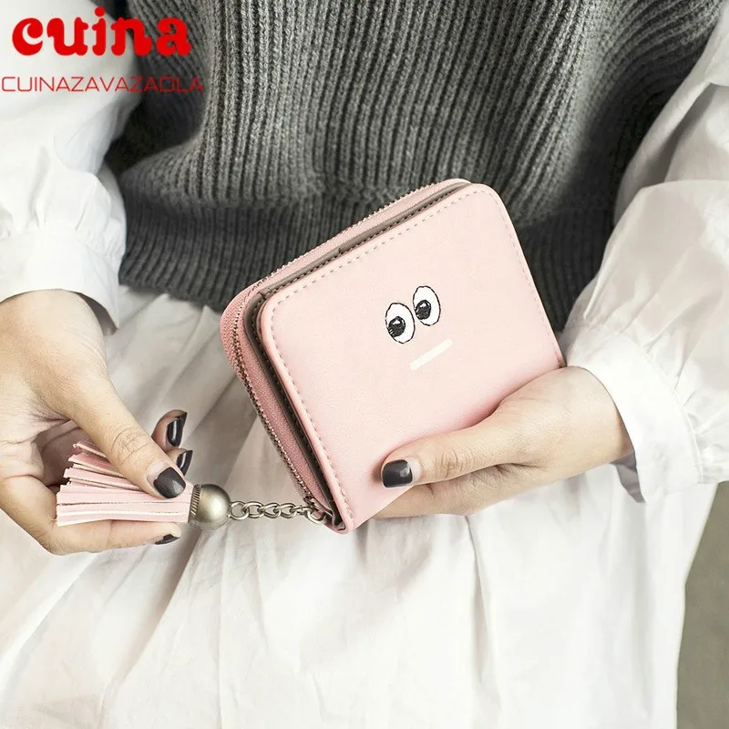 

New Fashion Cute Women Wallet Leather Card Holder Mini Short Tassel Small Wallet Coin Purse Female Ladies Card Case Tarjetero