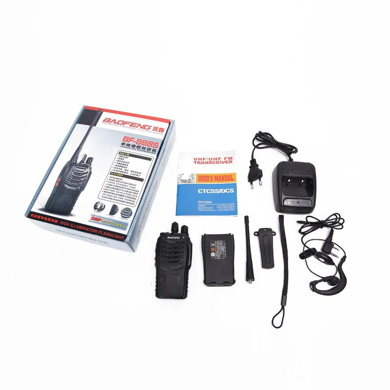 2Pcs Baofeng BF-888S Walkie Talkie UHF BF888S Handheld Radio 888S Comunicador Transmitter Transceiver+ 2pcs headset