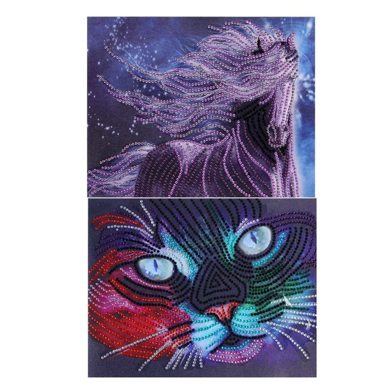 2 шт. Алмазная картина животное лошадь кошка вышивка крестиком алмаз особенной