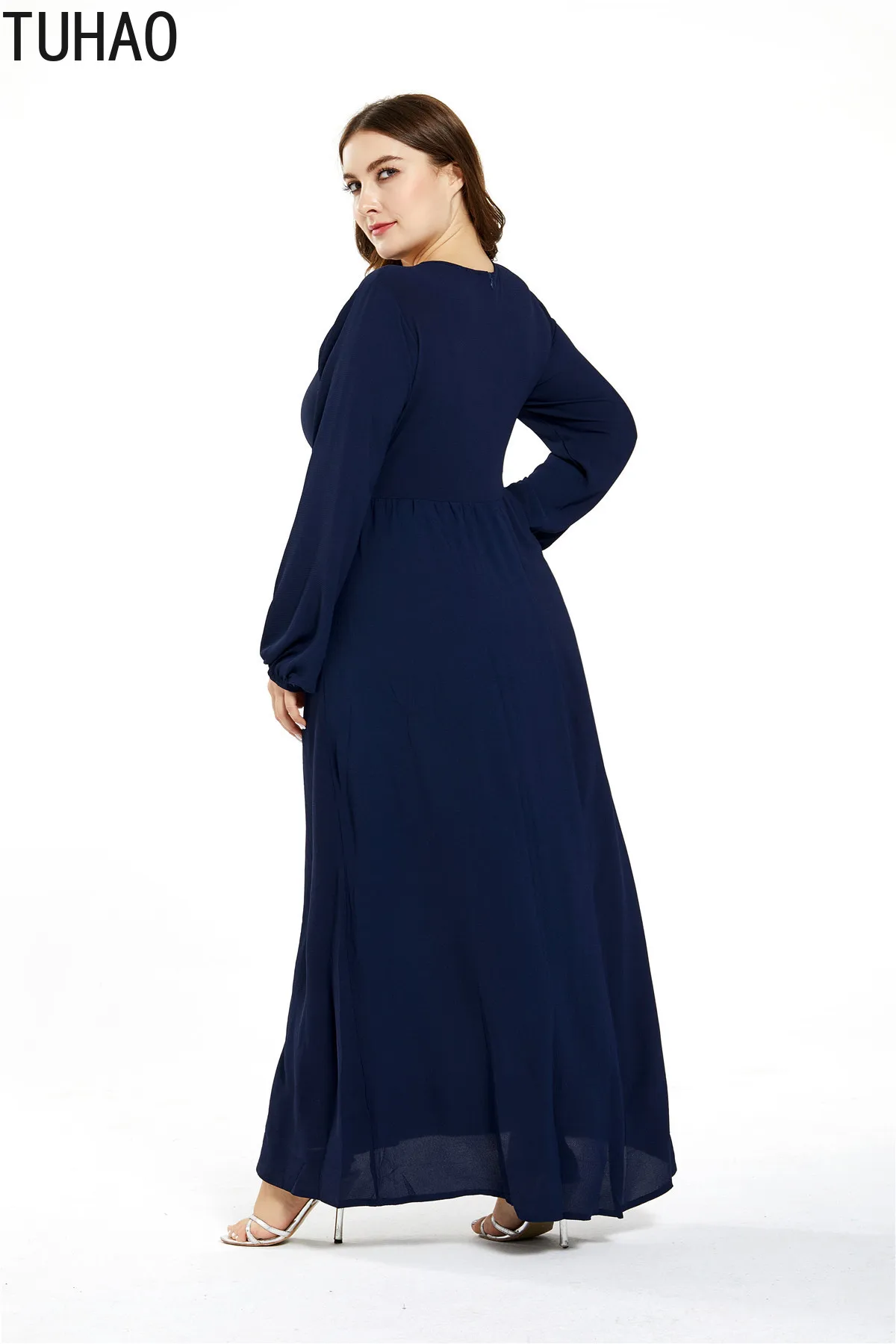 

TUHAO 2020 Plus Size 3XL 2XL Women Dress Spring Autumn Print Dress Robe Vintage Muslim Vestidos Casual Female Maxi Long Dresses