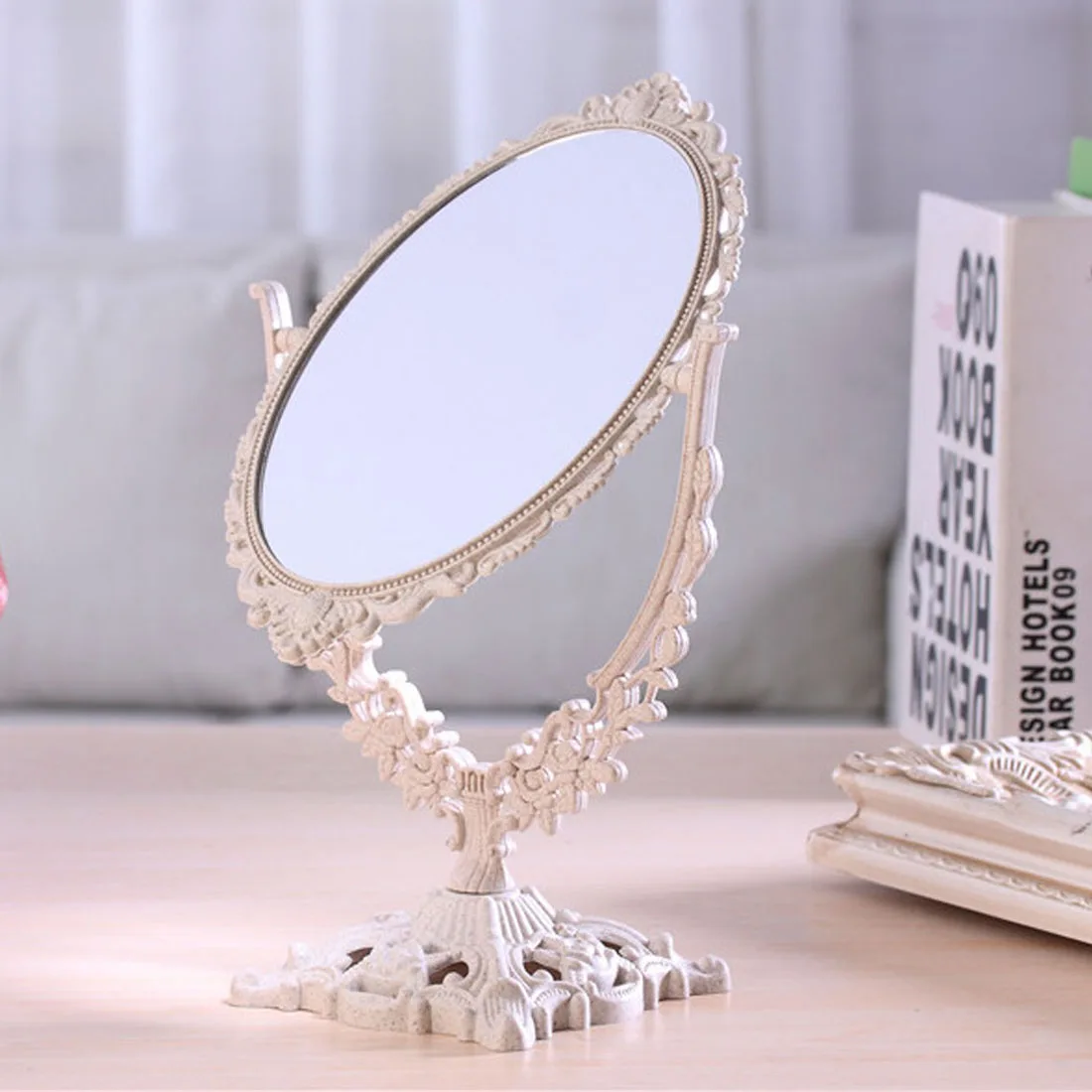 

2021 Makeup Mirror Princess Elegant Retro DressingTable Oval Heart Shaped Mirror Makeup Beauty Tool Lady Flower Mirror