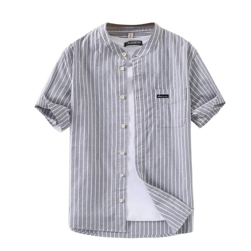 

Hot Selling 2020 Japanese Striped Shirt Men's Short Sleeve Summer New Cotton Casual Shirt Large Size Men's Clothing