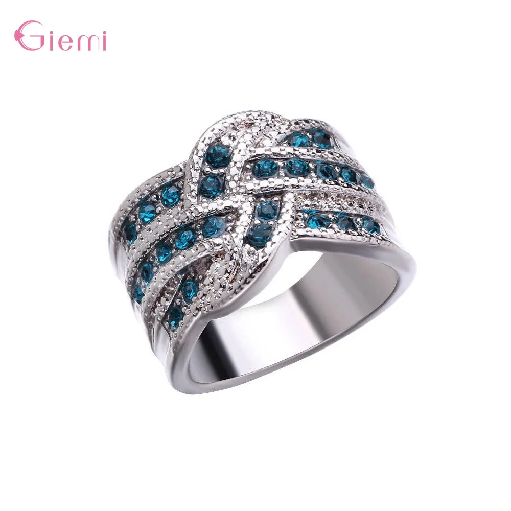 Женское Обручальное кольцо сверкающее небесно голубое свадебное коктейльное из