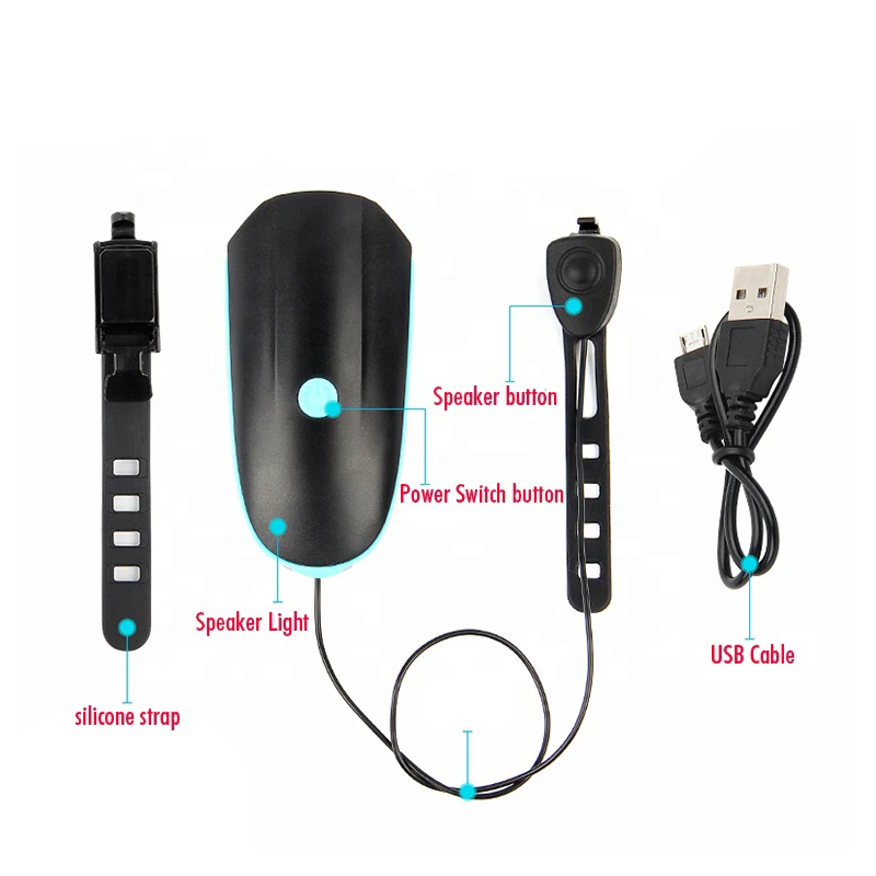 Bicycle Front Light With Electric Loud Horn Multi-function Ultra Bright USB Rechargeable Headlight High-quality Warning Light
