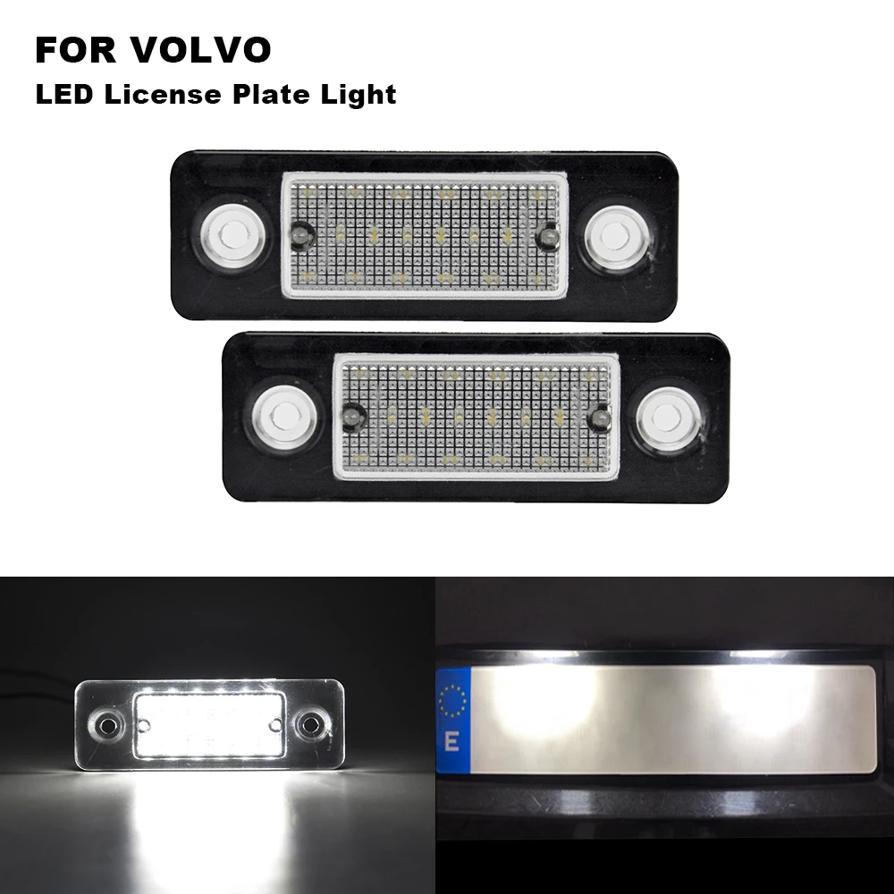 

2PCS For Volvo C30 2008 2009 2010 2011 2012 2013 High Brightness White LED License Plate Lights Number Plate Lamp