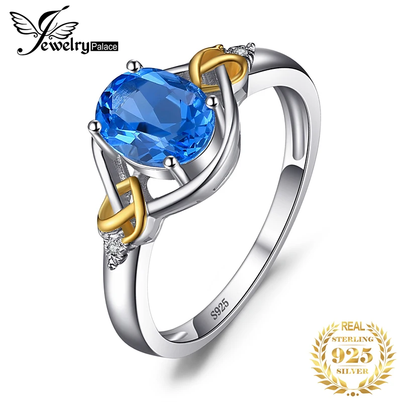 JewelryPalace Любовь Сердце Узел 1.5ct Природный Голубой топаз настоящий бриллиант