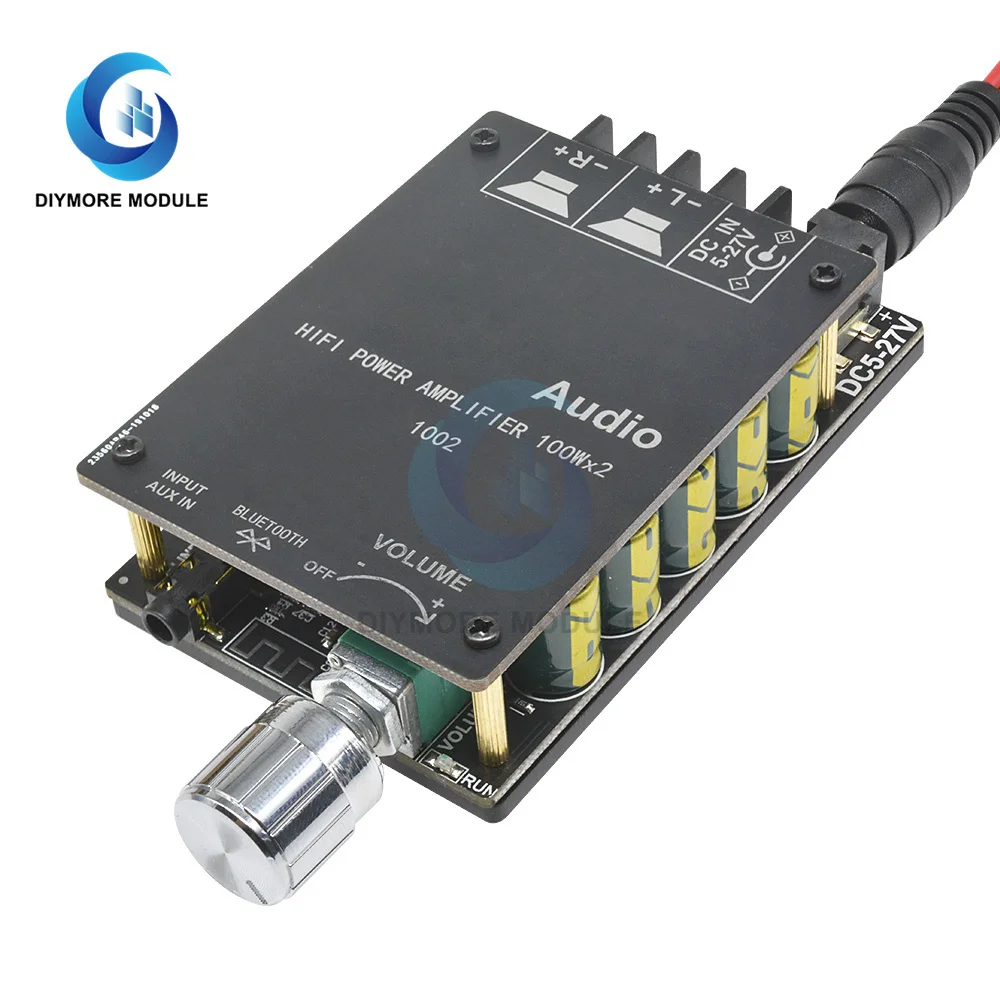 

ZK-1002L 100WX2 Mini Bluetooth 5.0 Digital Amplifier Board DC 24V Double Channels Stereo Audio Power Amp Board for Home Theater