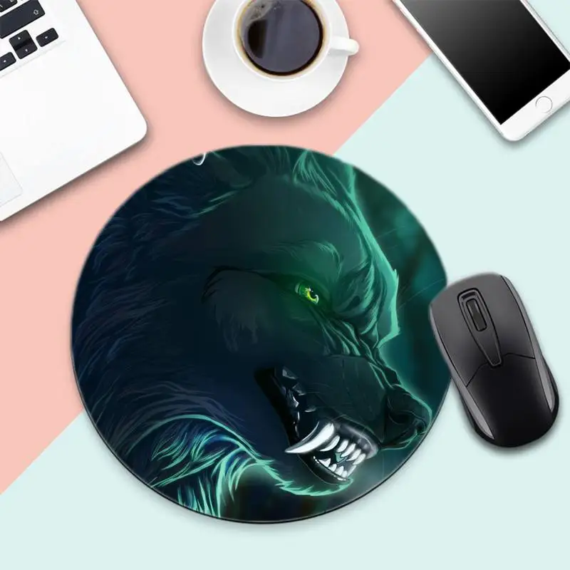 

Wolf Beautiful Anime Mouse Mat Desk Table Protect Game Office Work Round Mouse Mat pad XL Non-slip Laptop Cushion