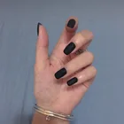 24 шт.компл. черные матовые накладные ногти, Короткие квадратные ногти, мягкие матовые Популярные однотонные Типсы для дизайна ногтей