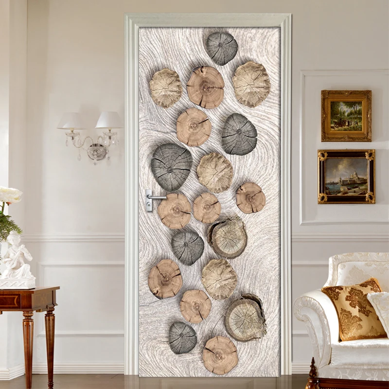 3d дерево зерна Годовой кольца двери клеющиеся фотообои гостиная спальня обои