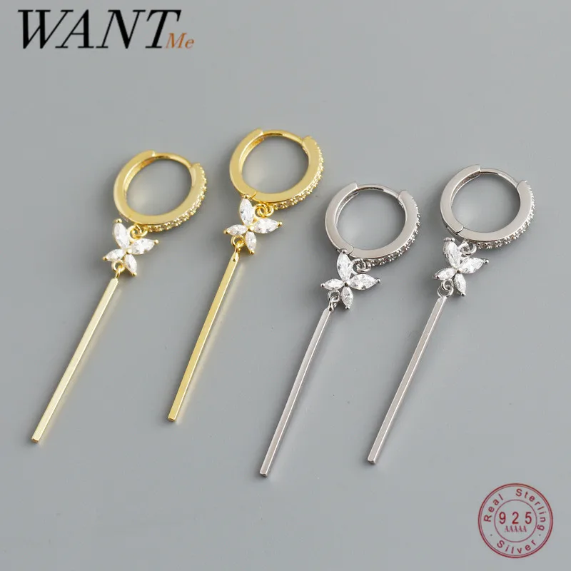 

WANTME 925 Sterling Silver Bohemian Tassel Strip Romantic Butterfly Earrings for Women Fashion European Party Wedding Jewelry