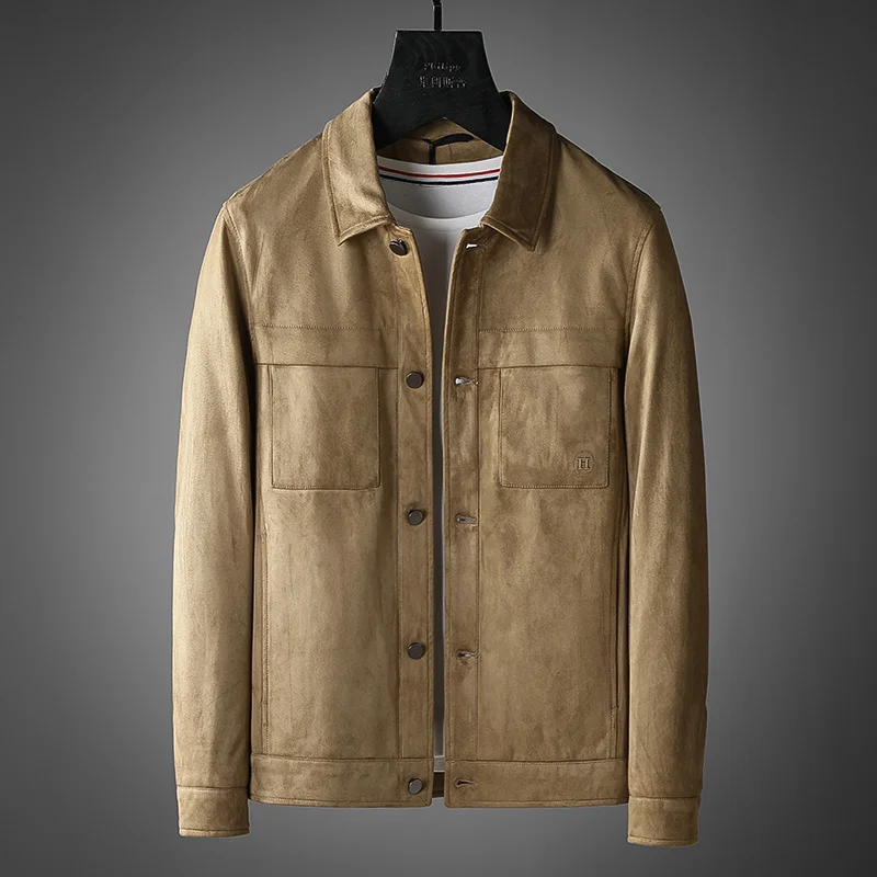 

2021 High quality recommended non ironing elastic deerskin velvet jacket men's autumn men's handsome fashion Lapel casual coat