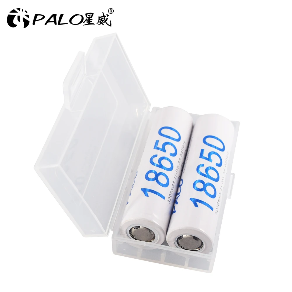 PALO 16-30 шт 18650 литий-ионный аккумулятор 3,7 V 3200mAh для аккумуляторов фонарика+ коробка для хранения