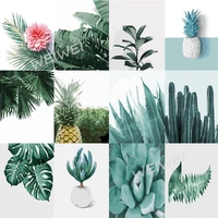 5d diy full squareround drill diamond painting green plant leaf pineapple mosaic embroidery cross stitch home decor painting