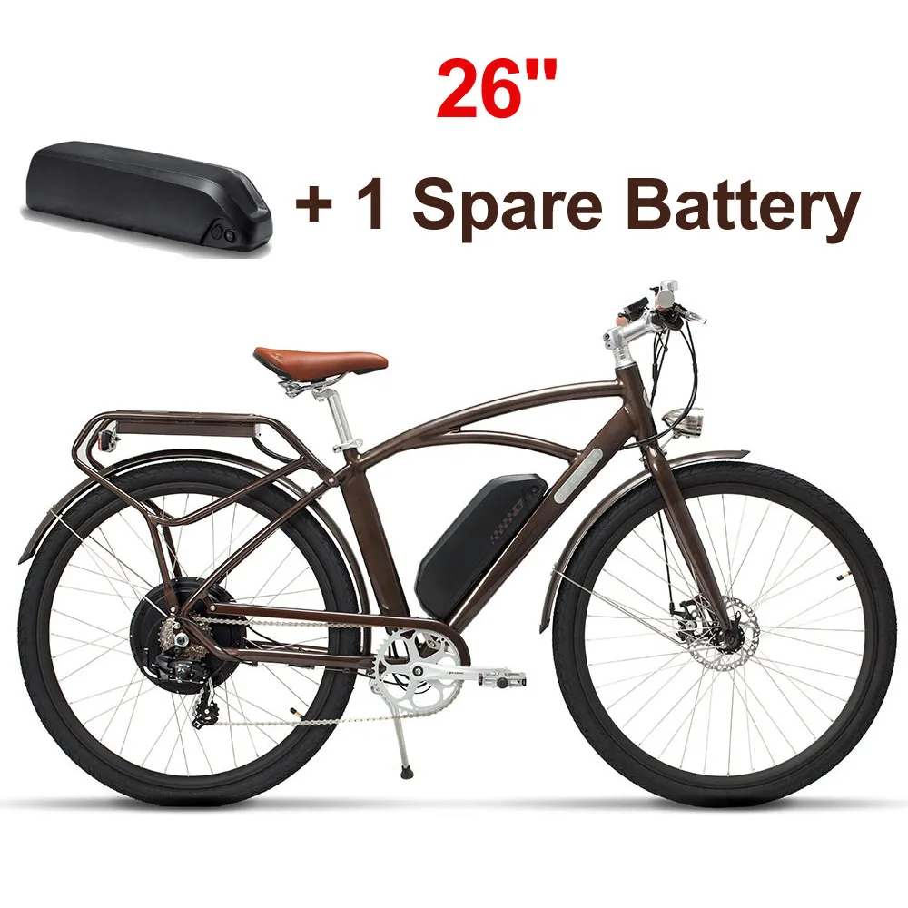 Комета 7 скоростей Ebike 700C Ретро городской велосипед 5 PAS Электрический велосипед 48 В 13Ah 400 Вт сильный литий-ионный аккумулятор с ЖК-дисплеем длительный срок службы - Цвет: 26 Inch Plus Battery