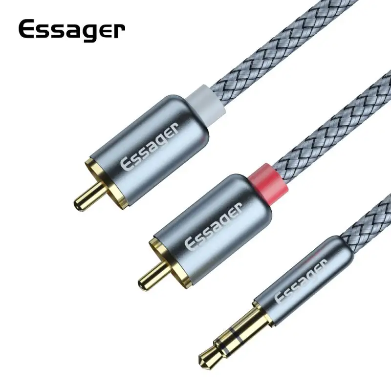 Кабель RCA с разъемом 3 5 мм на 2 Aux кабеля адаптер 2RCA сплиттер аудиокабель для ТВ