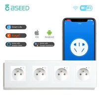 bseed four frames france wall sockets wifi control glass panel sockets smart french power socket white black golden outlet plugs