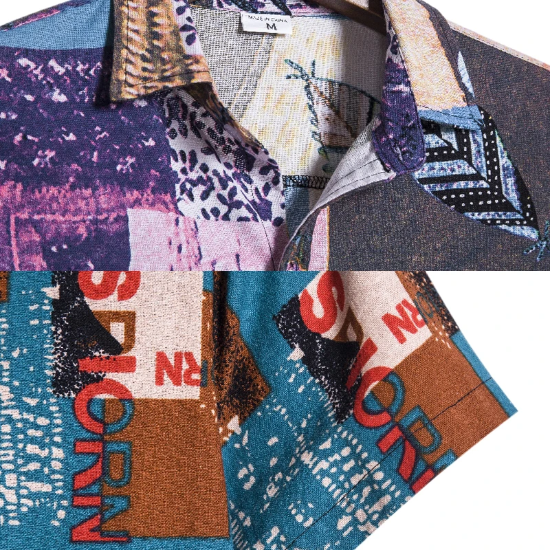 

Nice Summer Pop Floral Shirt Men's African Ethnic Linen Short Sleeve Hawaiian Beach Flower Cotton Hemp Shirt Fashion Men T-Shirt