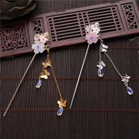 1pc chinese style hair sticks women flower pendant pearl tassel hair chopsticks for women bridal wedding party hair jewelry