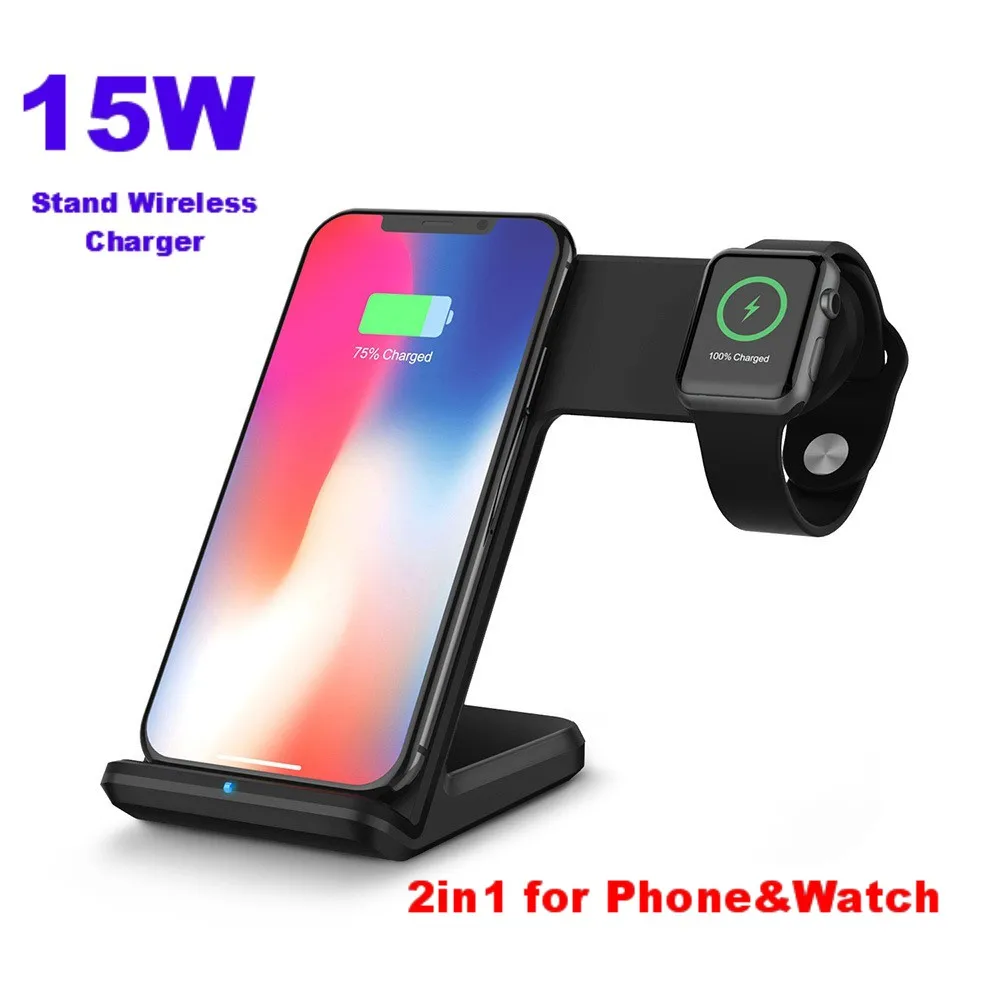 10 вт 2 в 1 Qi беспроводная зарядная подставка для iPhone 11 XS XR X 8 AirPods Pro док станция Apple