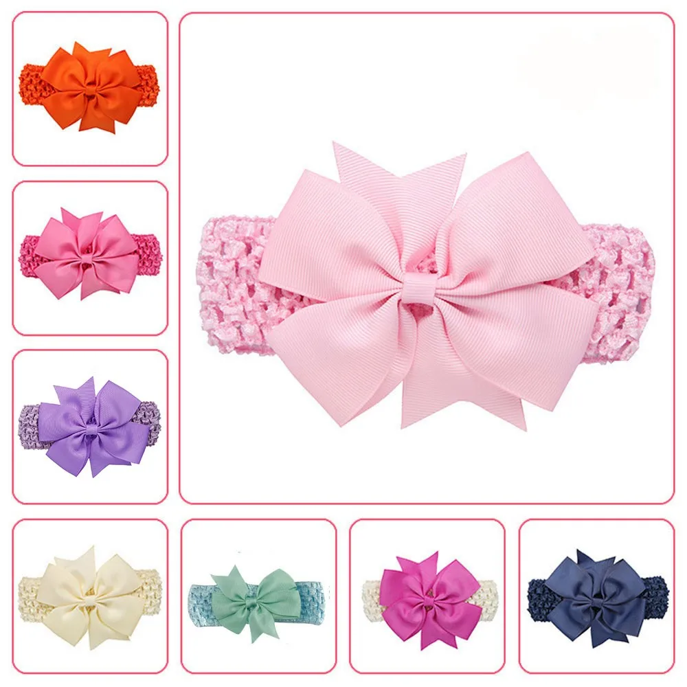 

Kids Newborn Cute Unisex Wave Solid Headband Girls Baby Elastic Bowknot Accessories Hairband Set New Big Design Headwear 19C