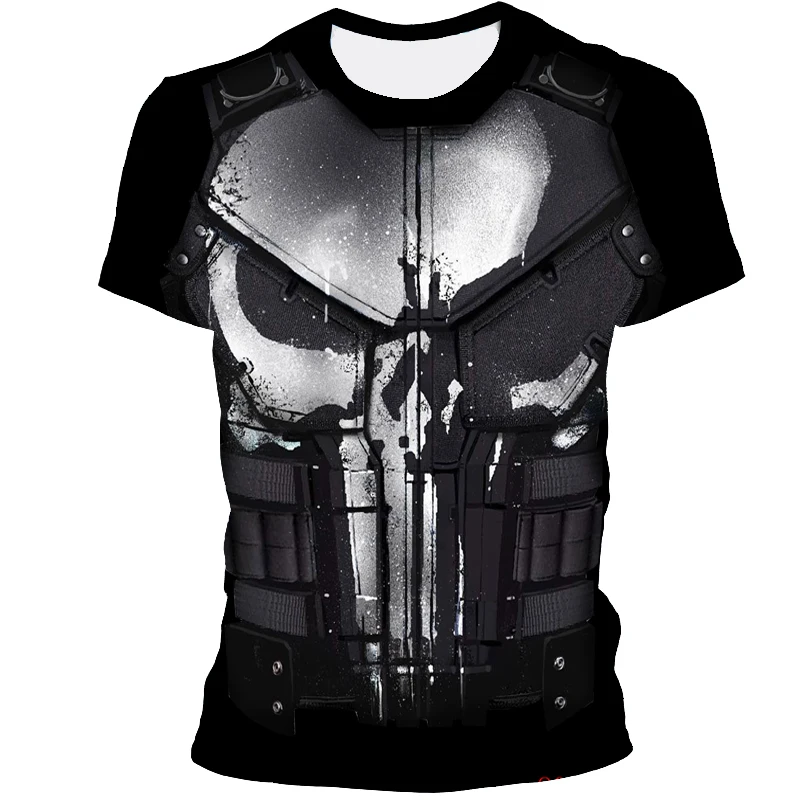 

Short casual round neck printed wide cloth T-shirt with 3D printing skeleton in 2021