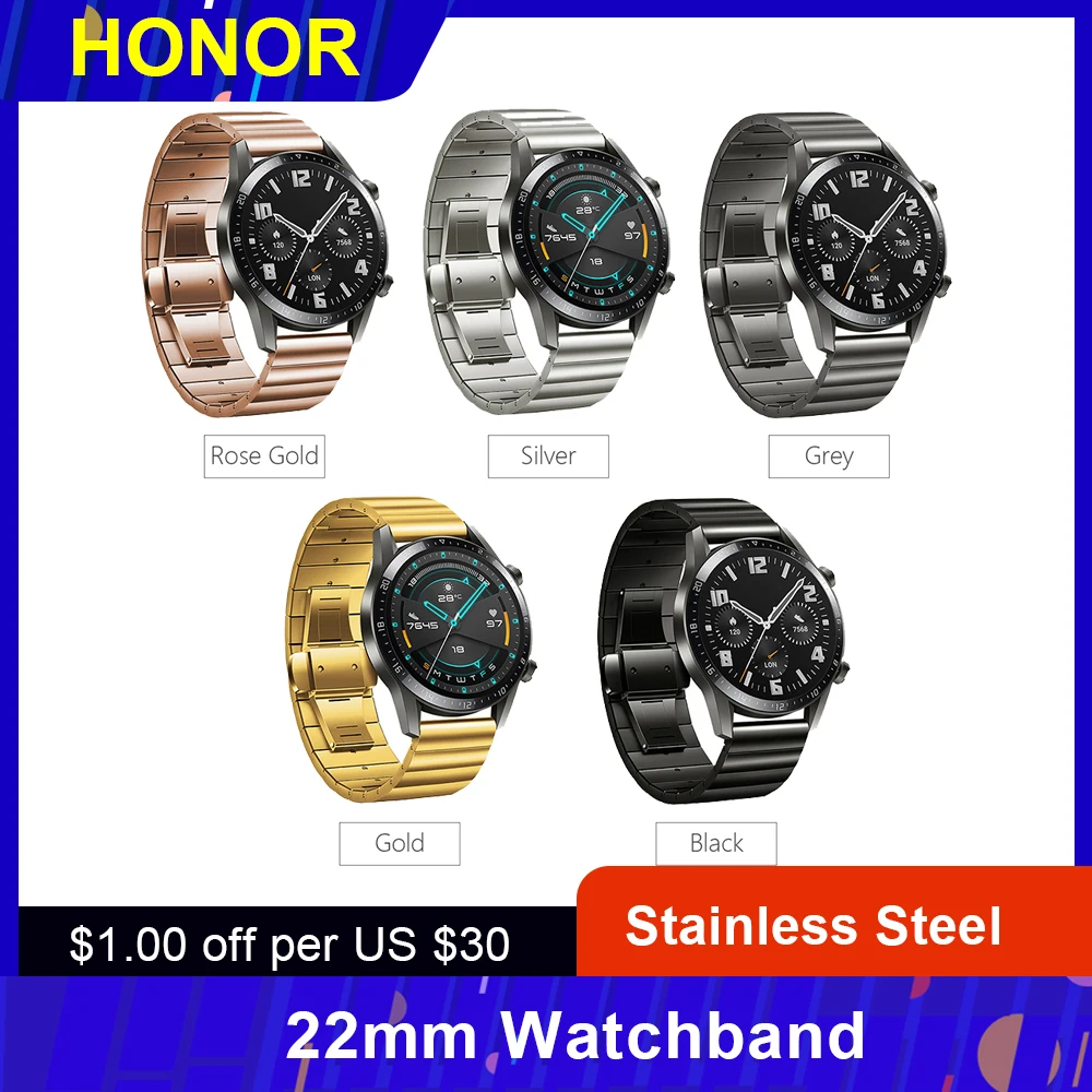 Ремешок для часов из нержавеющей стали сменный Браслет HUAWEI WATCH GT2 46 мм/HONOR MagicWatch 2 22