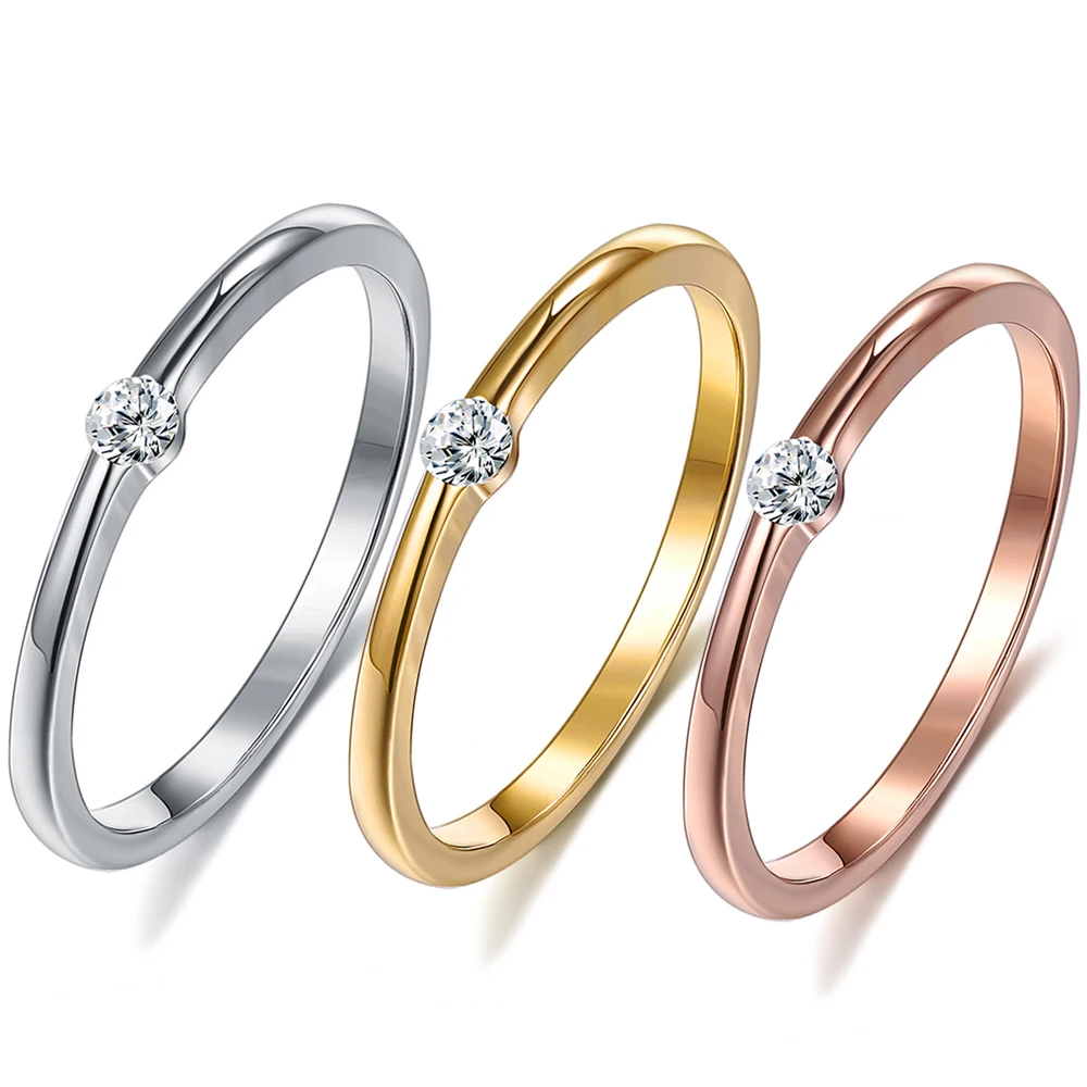 

925 Sterling Silver Rings For Women Cubic Zircon Round Rings Romantic Simple Engagement Gifts Fine Wedding Couples Jewelry Rings
