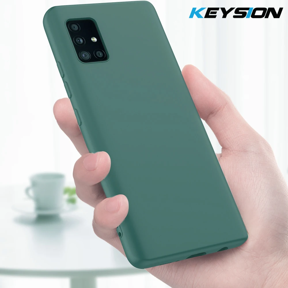 Чехол KEYSION из жидкого силикона для Samsung A51 A71 Мягкий противоударный чехол телефона