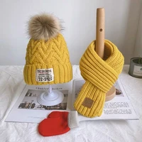 three piece childrens winterautumn woolen cap for boys and girls warm scarf gloves combination baby jumper knitted hat