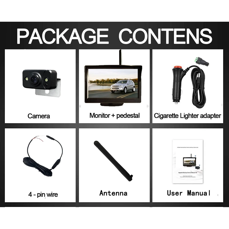 

5 Inch Car Wireless Monitor Display LCD HD Sn with Waterproof Night Vision Rearview Reverse Backup Camera WX5300D