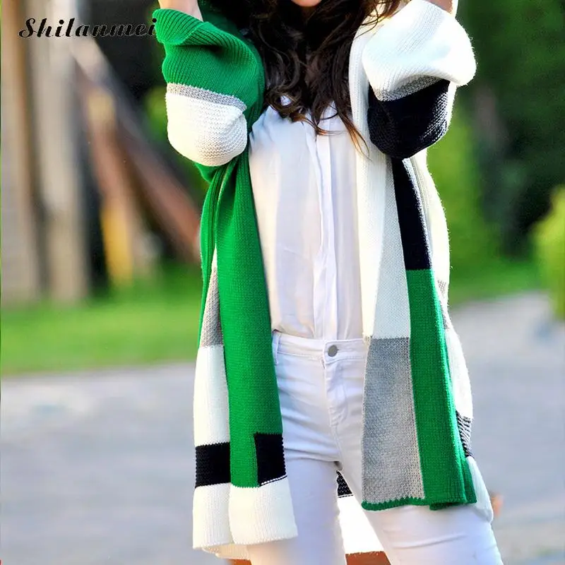 

Rabbit Fur sweater women long Cardigan love sleeve hooded sweater coat autumn winter patchwork knitwear coat casual sueter mujer