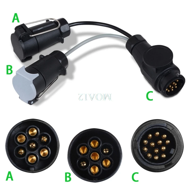 

Extension Towing Socket Plug Trailer 13-Pin to 7-Pin Trailer Adapter Tow Bars.