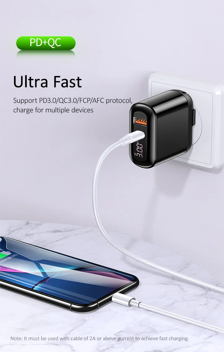 USAMS 18 Вт PD зарядное устройство 3,0 USB зарядное устройство 3A Быстрая зарядка EU US вилка адаптер настенное зарядное устройство для мобильного телефона для iPhone x samsung S10