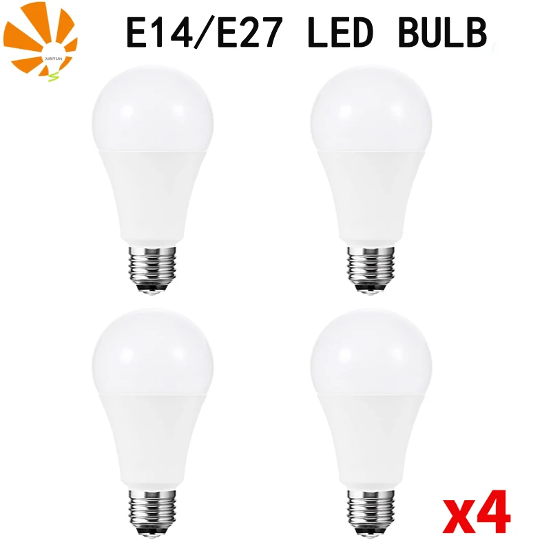 

4pcs/lot LED Bulb Lamps AC185V 220V 240V 20W 18W 15W 12W 9W 6W 3W E14 E27 Lampada Spotlight Table lamp Bombilla LED Light