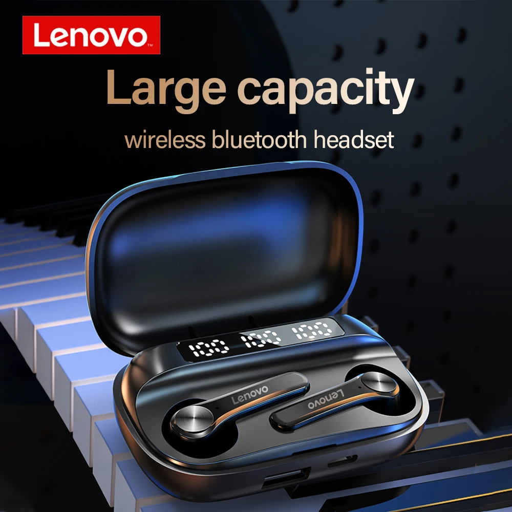 

Беспроводные наушники Lenovo QT81, TWS Bluetooth-наушники, гарнитура с сенсорным управлением, светодиодный дисплей, большая батарея, наушники мАч, заря...