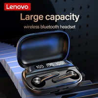 lenovo qt81 wireless headphones tws bluetooth earphone headset touch control led display big battery earbud1200mah charging box