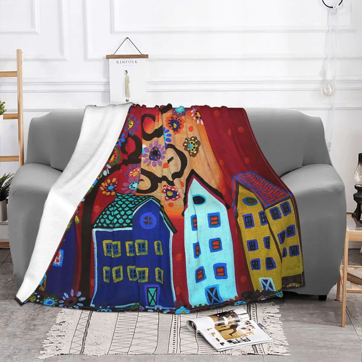Karla Gerard Colorful House Blanket Flannel Printed Christmas Lightweight Thin Throw Blankets for Bedding Bedroom Quilt | Дом и сад