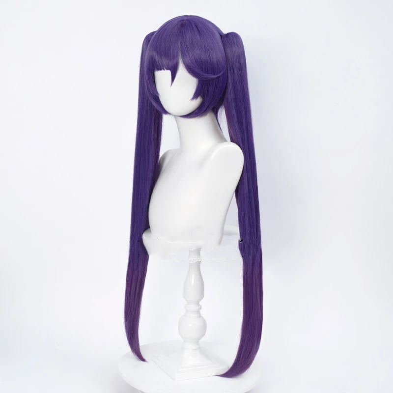

Game Genshin Impact Mona Megistus Cosplay Wig Mona 80cm Purple Double Ponytail Hair Women Wigs