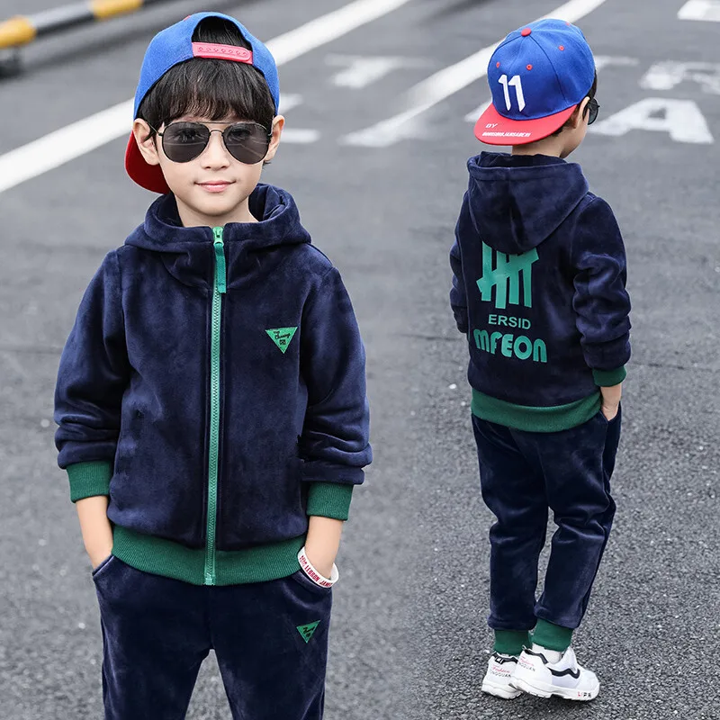 

Boys' Clothes Define Hoodies + Kid's Pants Spring Occasional Fall Velvet 2 Pcs Tracksuits For Baby Boy's Children Sports Outfits