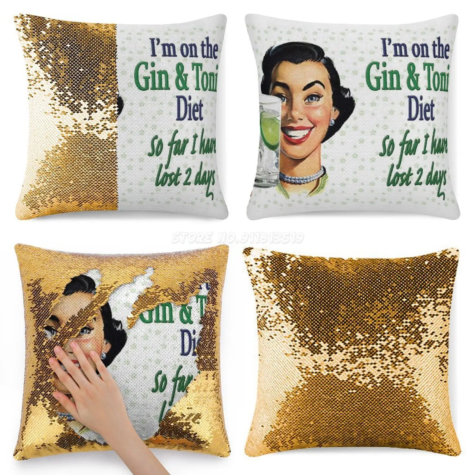 Наволочка с блестками Low on Fat Fer Sure домашний декор для кафе меняющая цвет наволочка