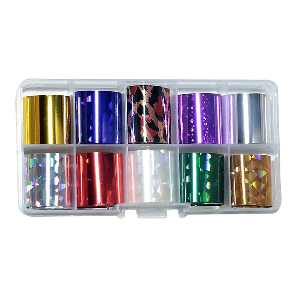 

10 Rolls Nail Foil Transfer Nail Art Stickers Starry Sky Shining DIY Stickers Glitters Adhesive Tips Nail Art Accessories