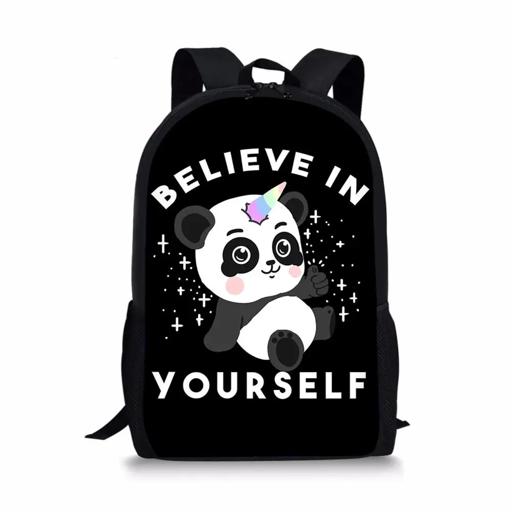 Fashion Children's Backpack Panda Unicorn Pattern Students School Bag Cartoon Animal Prints Teenagers Book-Bags Mochila