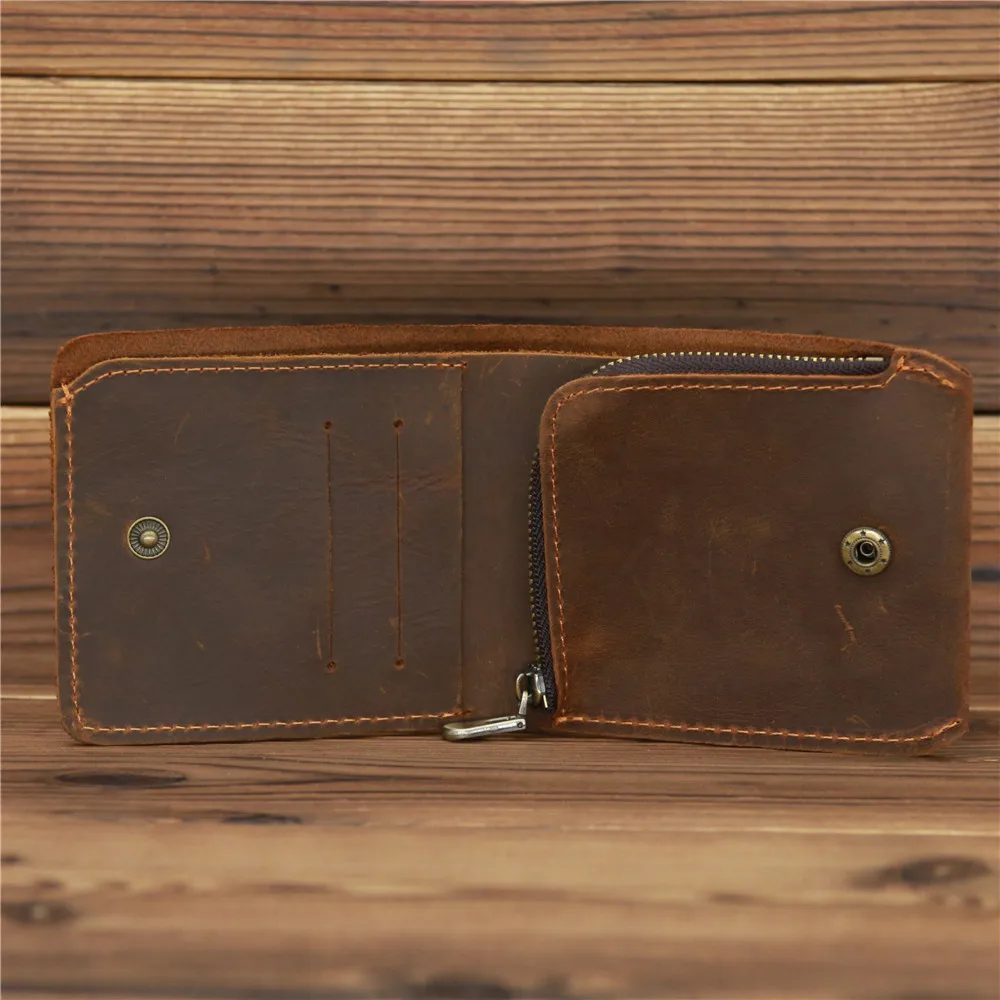 Real Leather Men Wallets Coin Pocket Purse Vintage Male Multi Function Crazy Horse Genuine Leather Man Wallet with Card Holders
