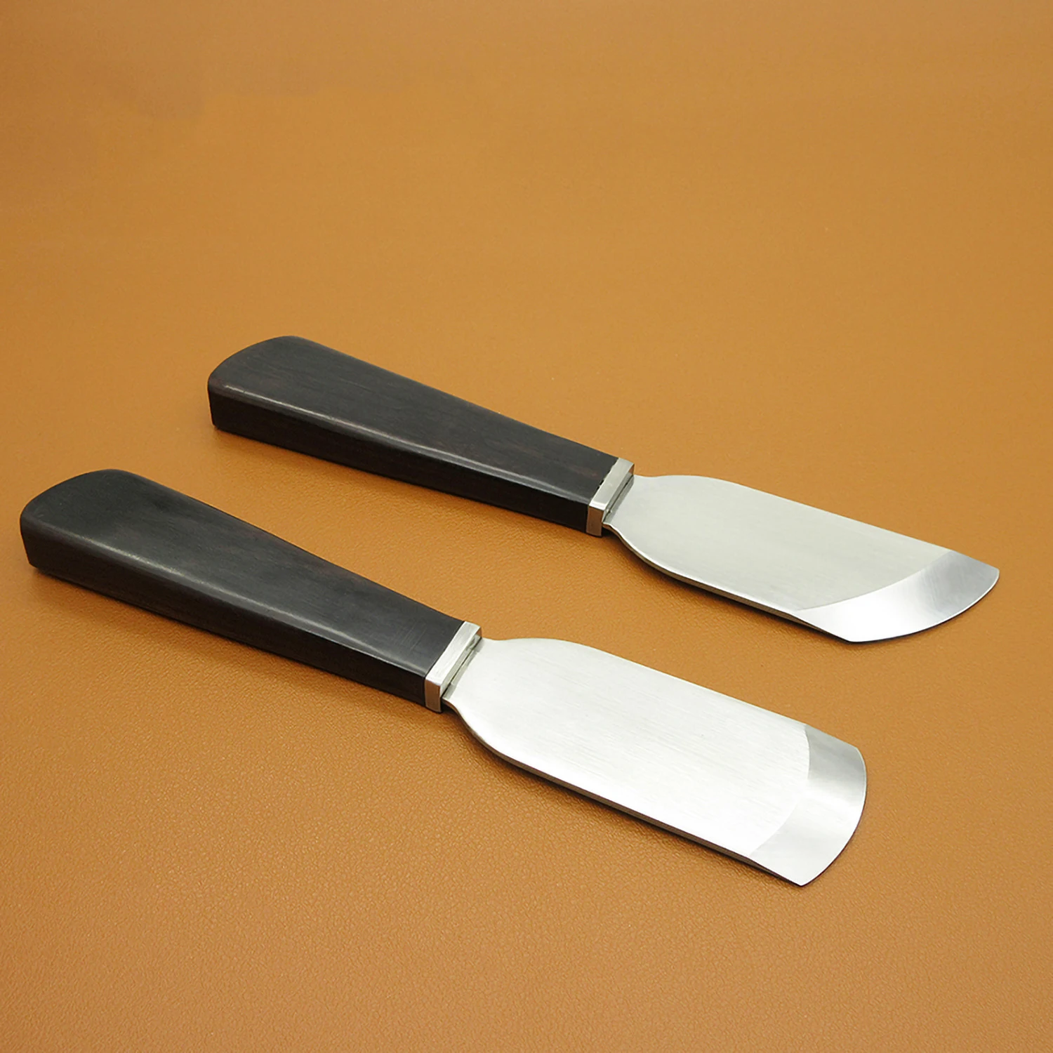 Cortadores de cuero para manualidades, herramientas de pelado Manual, de acero inoxidable, para tallado y adelgazamiento, mango de madera-1