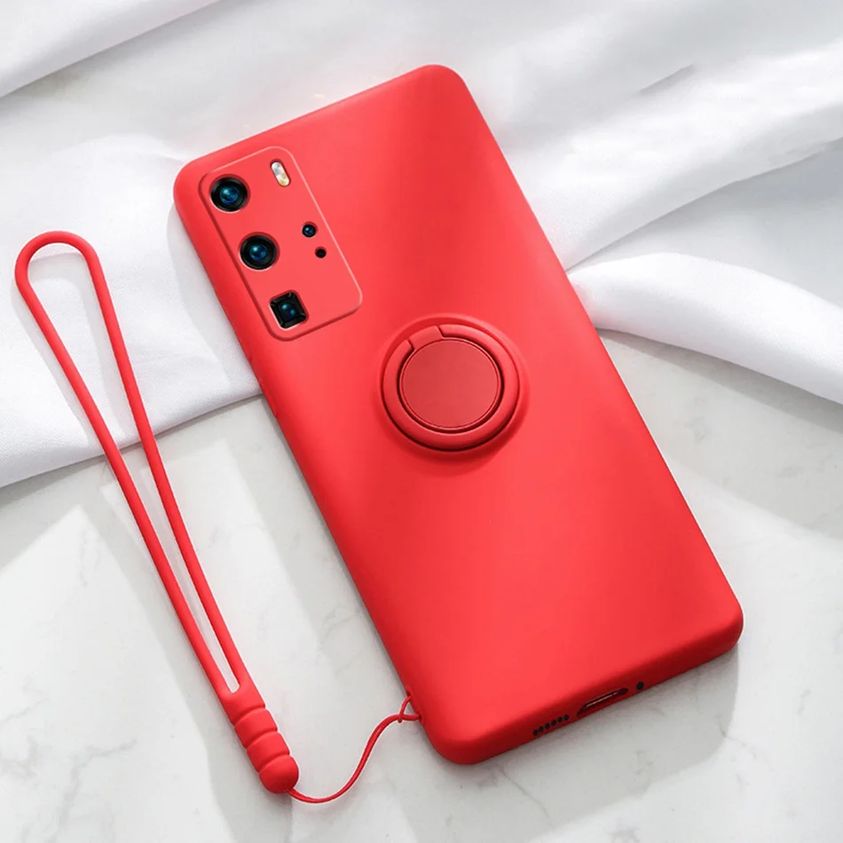 

Color Metal Ring Holder Liquid Silicone Case For Xiaomi 8SE 9 9SE 10 10T 10I 11 Pro Ultra lite Soft Silicone Bracket Back Covers