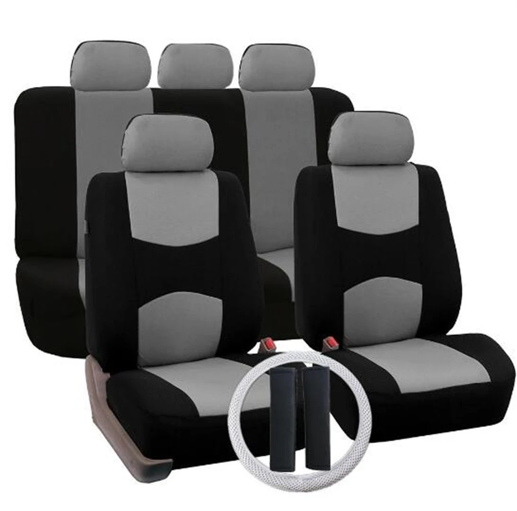 

11 pieces Universal Car Seat Covers Full Interior Accessories Protector Color Gray Car-Styling