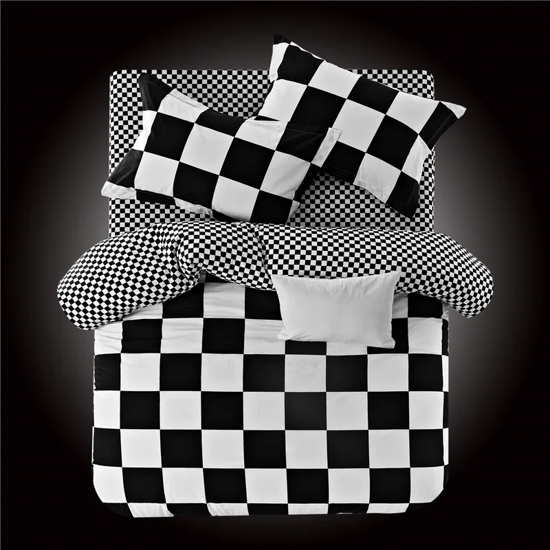 Комплект постельного белья с пододеяльником простыня наволочками 4 шт. черно