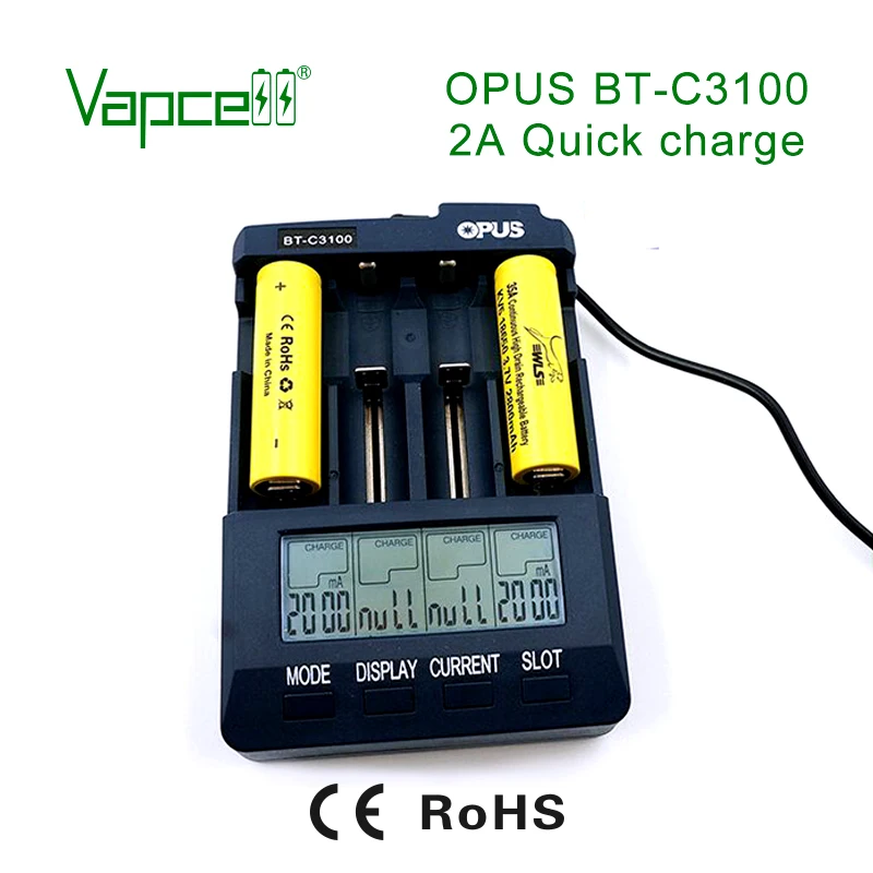 Vapcell 100% оригинальное зарядное устройство OPUS BT-C3100 с 4 слотами тип 26650 25500 26700 18650 16340