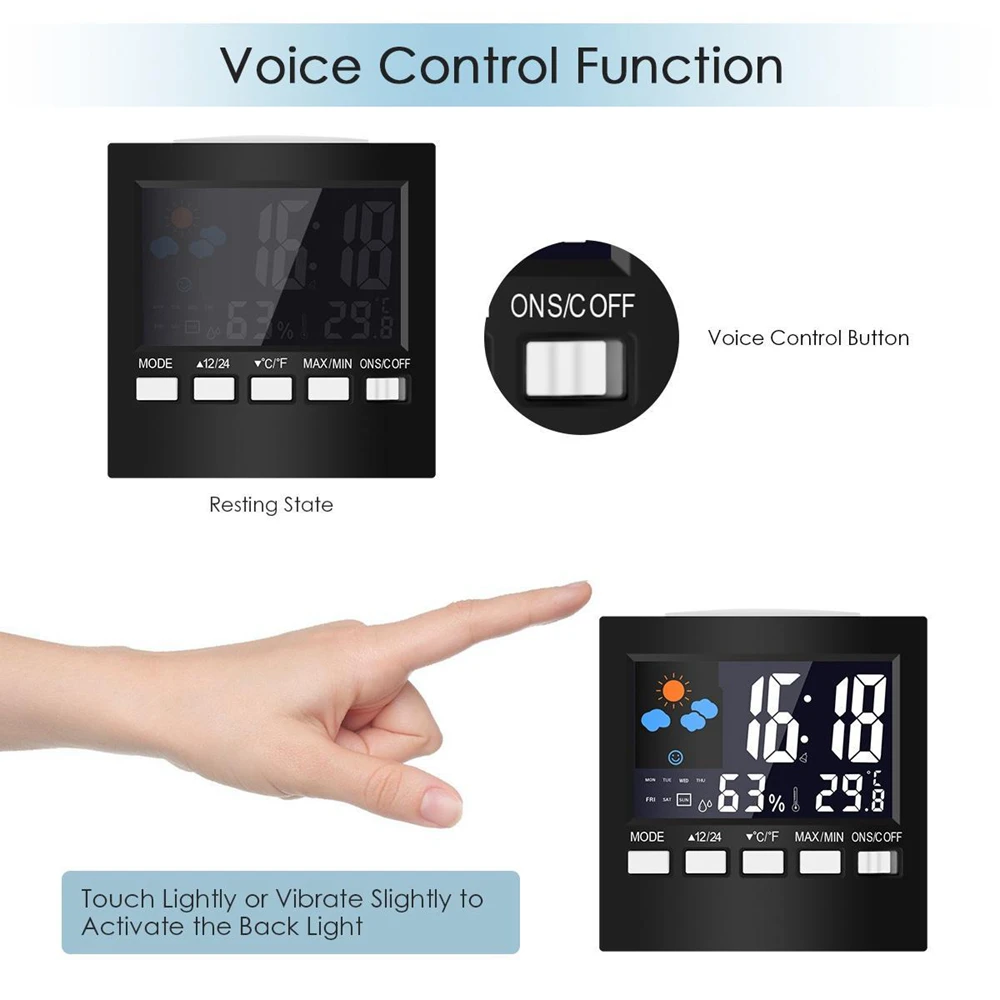 Digital Desktop Clock Thermometer Hygrometer with Super Glow Backlight Humidity Gauge Indoor USB Cable | Инструменты